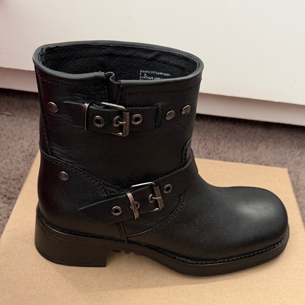 Steve Madden Black Buckle Combat Ankle Boots